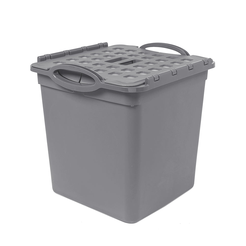 Stackable Square Storage Square Stacking Bin With Fold-Out Lid – Starplast